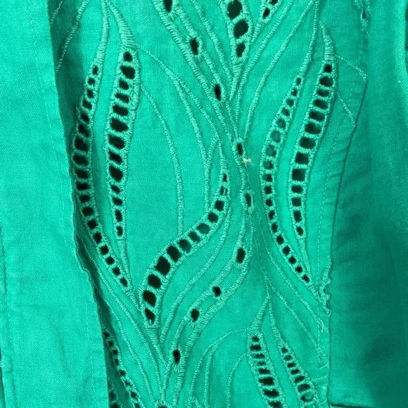 Chicos Jacket Womens 1 Small Green Eyelet Cutout Embroidered Zip Front - Picture 3 of 11